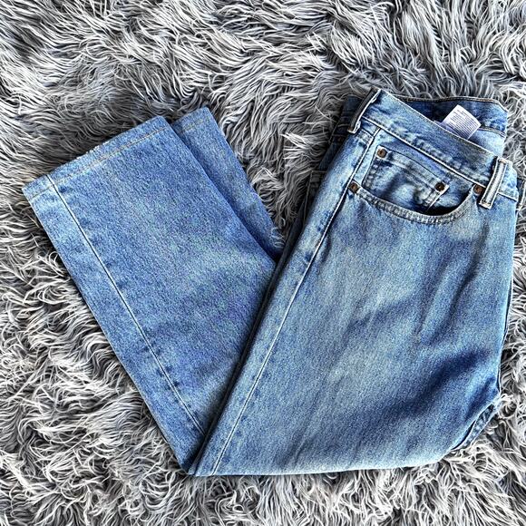 Levi's 505 Bootcut Straight Light Wash Denim Blue Jeans Mens 34 Short Cotton - Picture 2 of 10